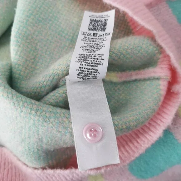 RECLAIMED VINTAGE Swirl Print Pastel Jumper Oversized UK 8 10 - Picture 6 of 8